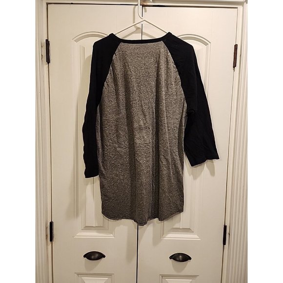 Men’s American Eagle Athletic Fit Shirt Ringer Tee XL 55 Gray Black 3/4Sleeve - Picture 2 of 10